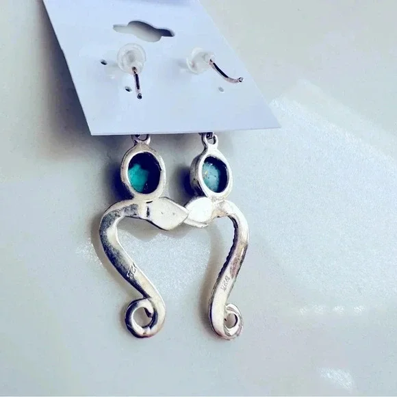 NWOT Sterling Silver Cooper Turquoise Snake Earrings - Picture 3 of 4